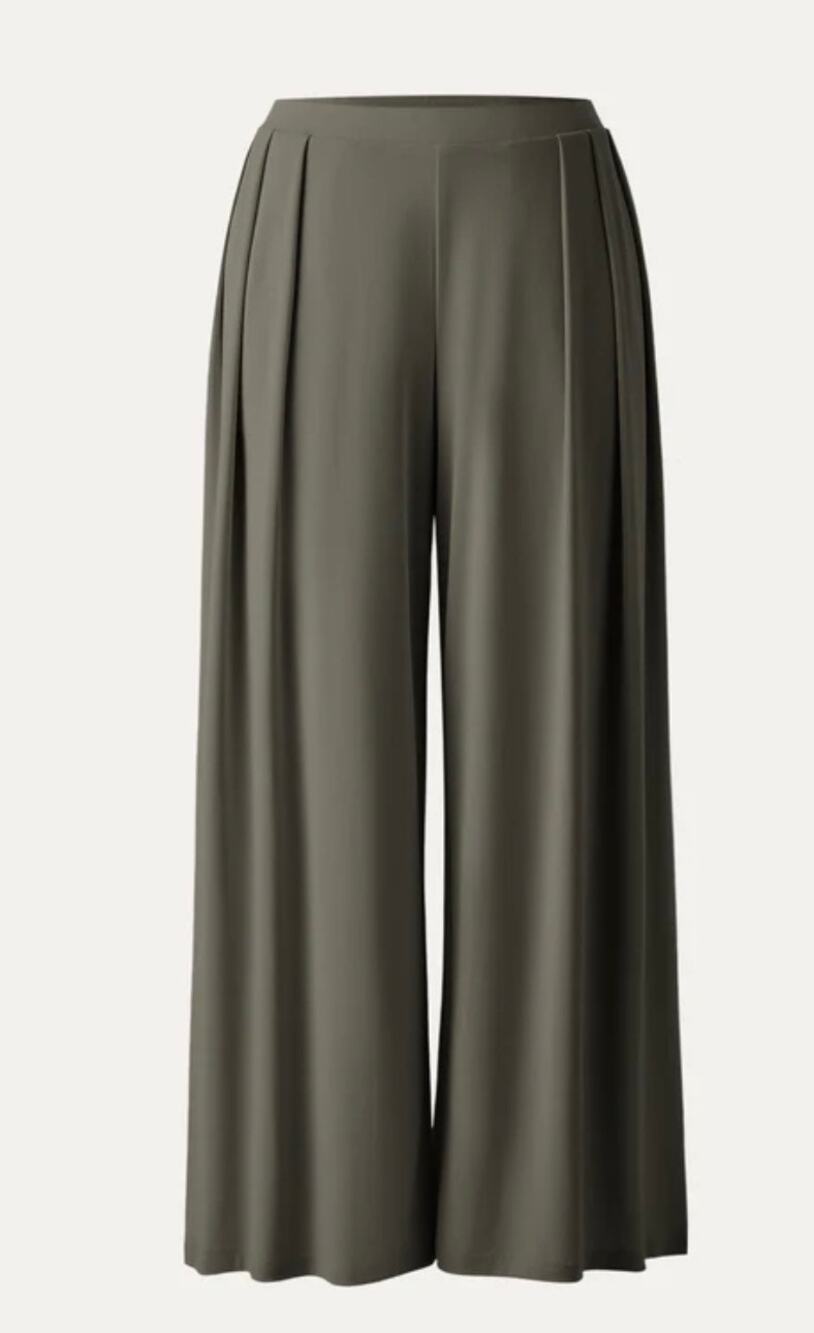 OGLmove Women's Wide Leg Pants Forest Olive Linen Blend Comfortable Size XS